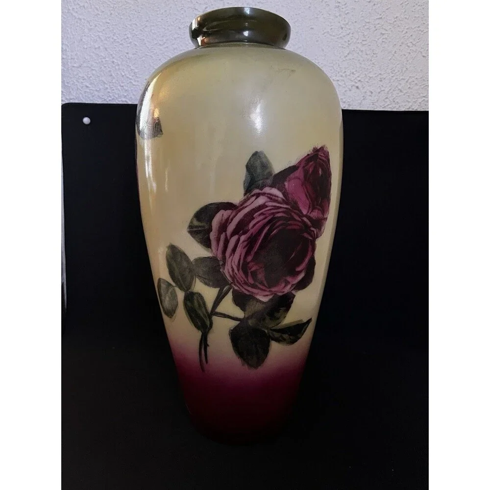 Vintage Fostoria Glass w/ Hand Painted Roses